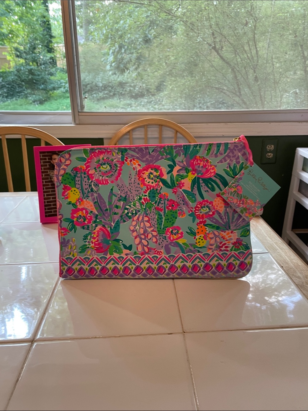 Lilly Pulitzer Floral Zip Pouch - Pink, Green, Purple, Yellow